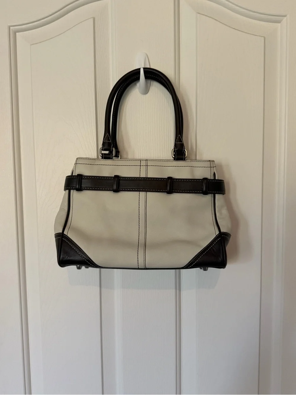 Vinted Coach Hamptons belted carryall satchel- cream - brown leather